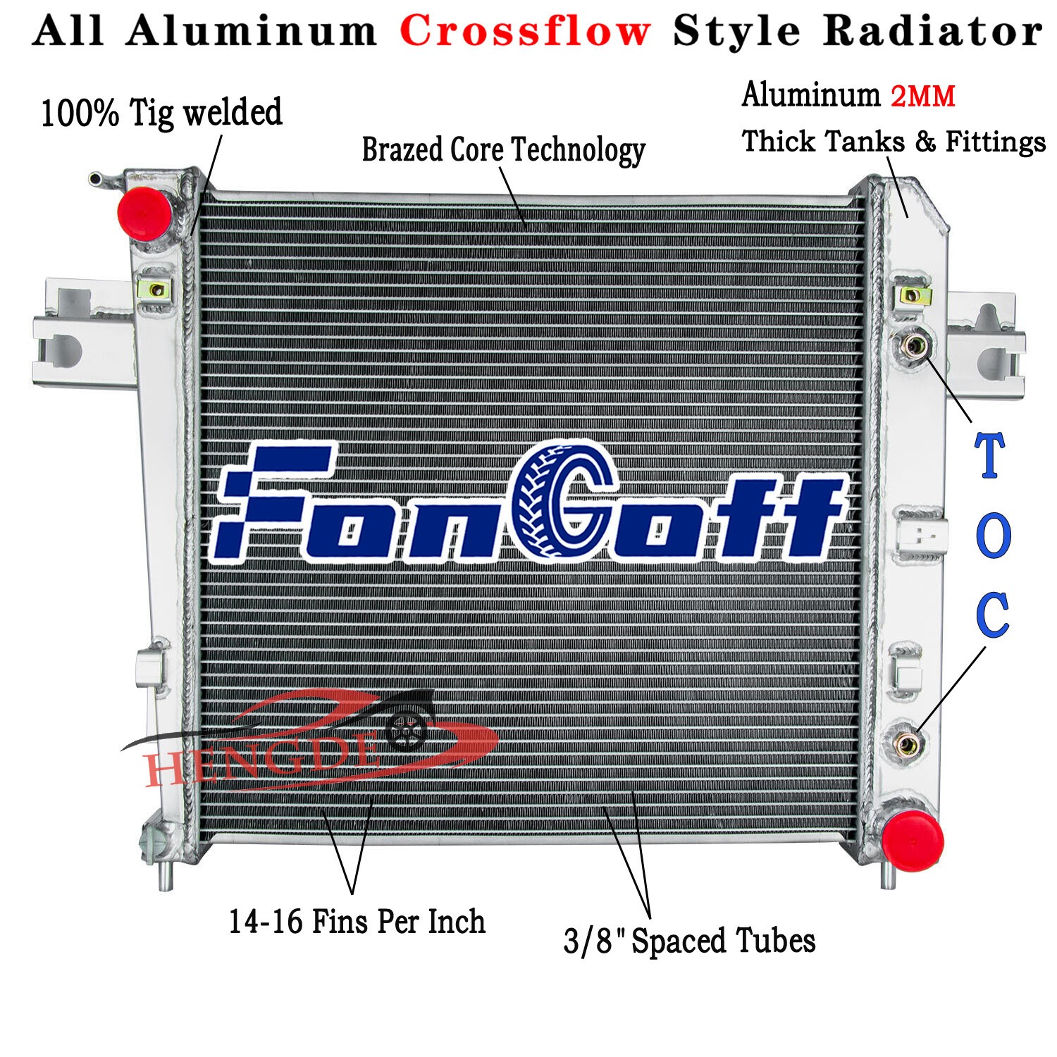 4 Row Aluminum Radiator for 2002-2006 2003 2004 Jeep Liberty 3.7L V6 Gas AT
