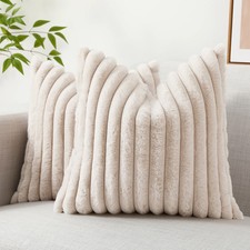 Homaxy Plush Pillow Cover 50x50cm Soft Fluffy Striped Cushion Cover 40x40 Luxury