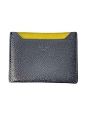 CELINE Card Case Leather BLK Solid Color Men