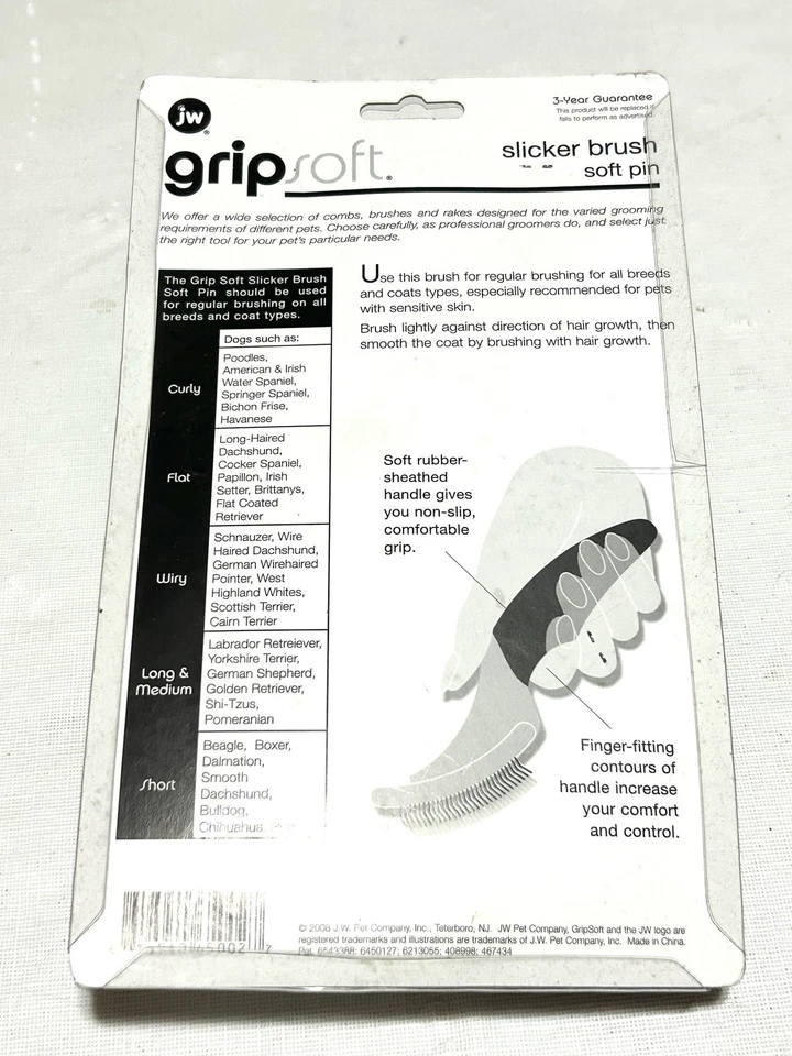Cepillo liso JW Pet GripSoft con pasadores suaves para cepillado regular para todas las razas Foto 4 de 4