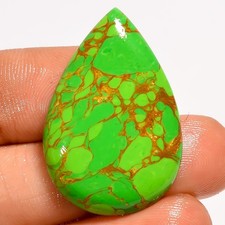 17.5 Ct Stabilized Green Copper Turquoise Pear Cabochon Loose Gemstone 31X21X4mm