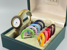 [Near Mint] Vintage Gucci Change Bezel 11/12.2 Women Watch 12 Colors Gold White