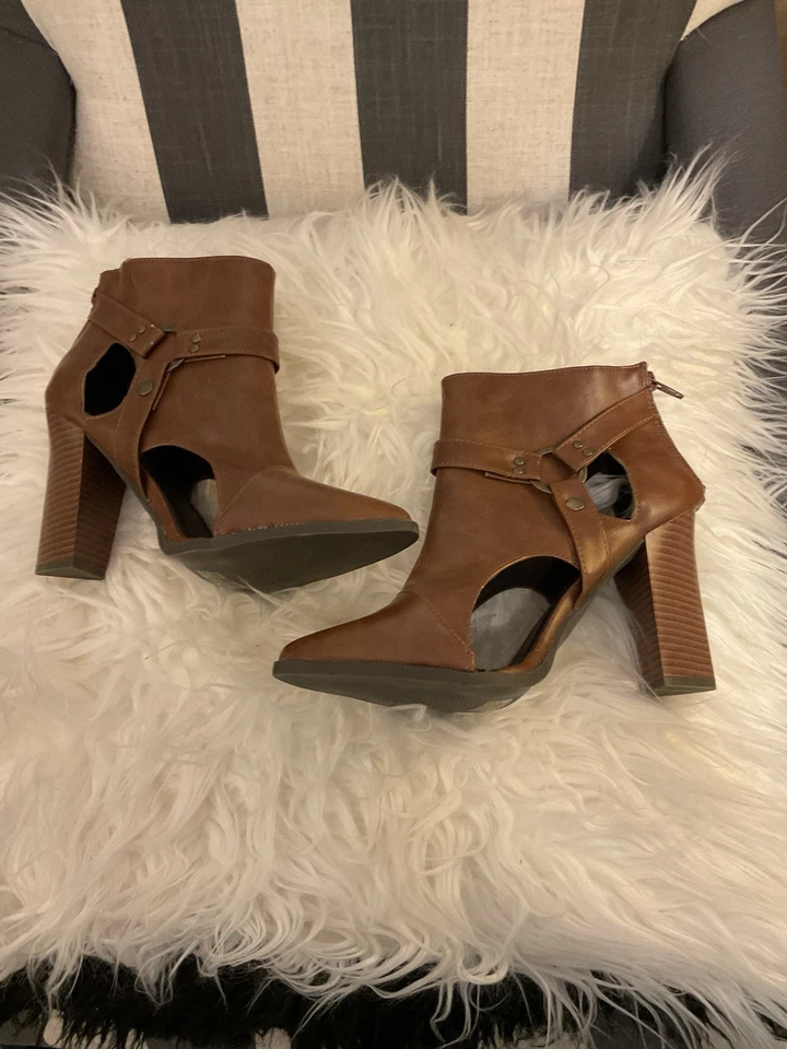 Mujeres Nuevo sin Caja Vestido Botines Tacón Bloque Cremallera Lateral Punta Redonda Imitación Cuero Zapatos Foto 2 de 3