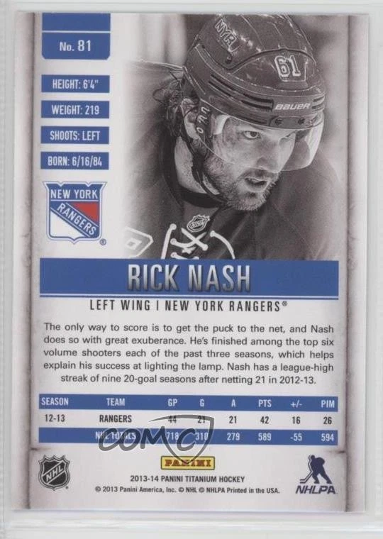 2013-14 Panini Titanium Rick Nash #81 - Image 2 of 2