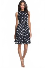 Adrianna Papell Womens Burnout Blue Polka Dot Dress Size 4