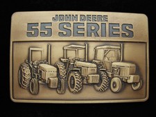 PC11156 NOS VINTAGE 1990s JOHN DEERE 55 SERIES TRACTOR BRASSTONE BUCKLE