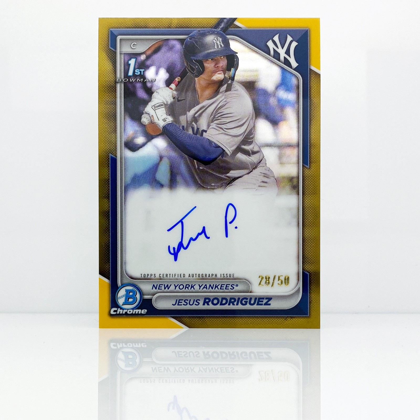 Jesus Rodriguez - 2024 Bowman Chrome Auto - Gold 1st Prospect Yankees - 28/50