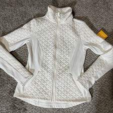 Giacca donna Avia bianca trapuntata full zip activewear XS tasche fori pollice