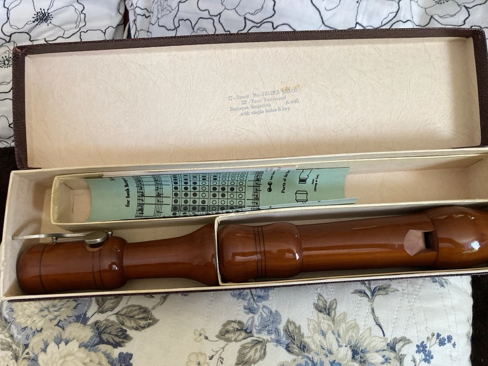Johannes Adler C-Tenor Baroque Pearwood Recorder Playable w/ Damaged Mouthpiece - Image 4 of 4
