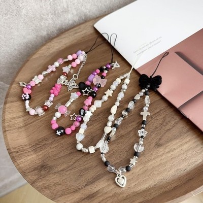 Handmade Beaded Women Phone Chain Wrist Strap Lanyard Jewelry Keychain Antiloss