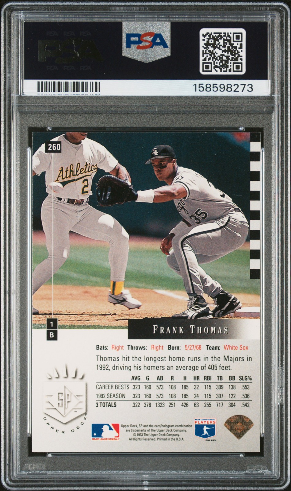 1993 SP #260 FRANK THOMAS PSA 9 view 2