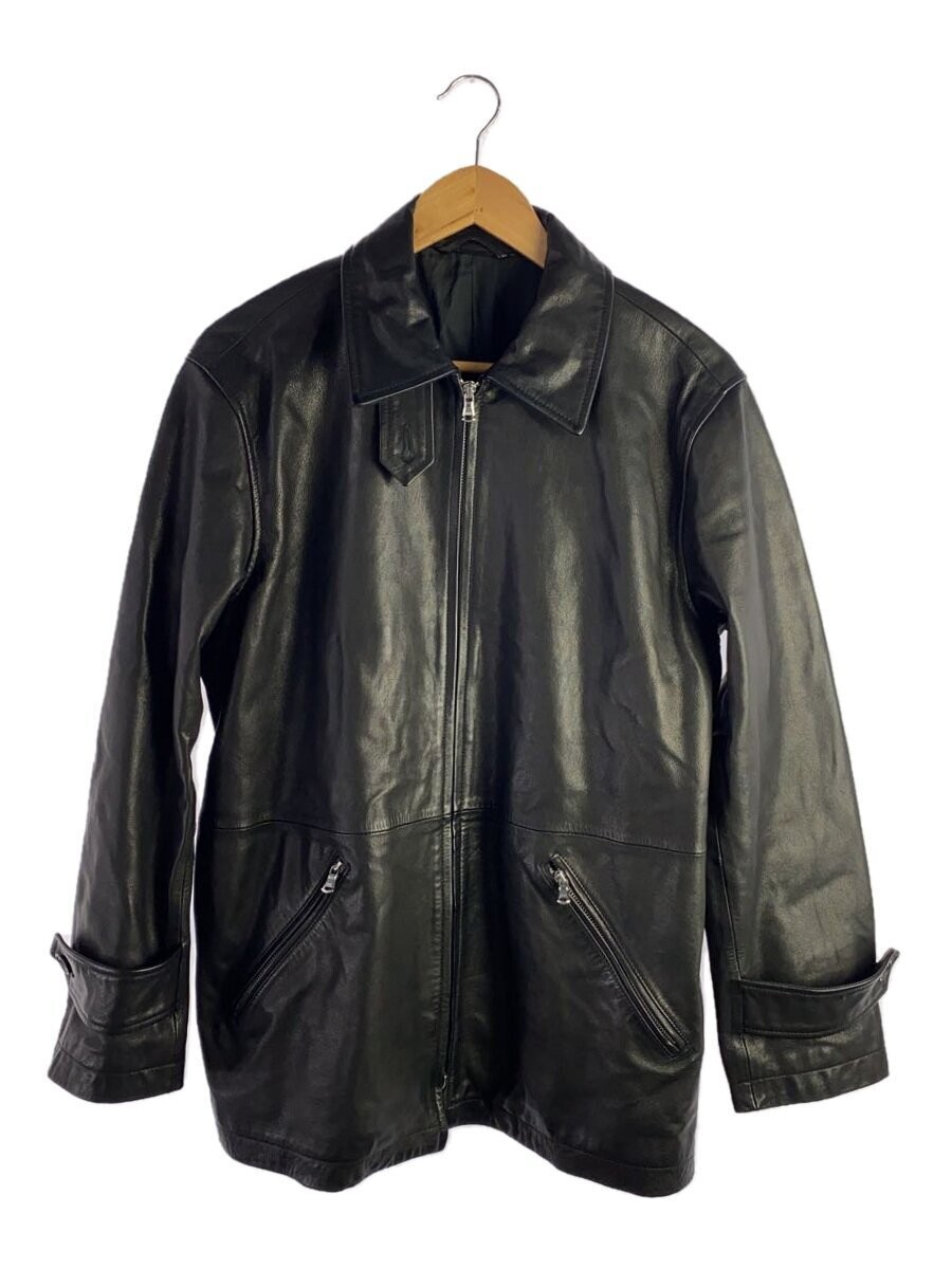 Men's Black Leather Yoke Blouson Jacket Y23103763