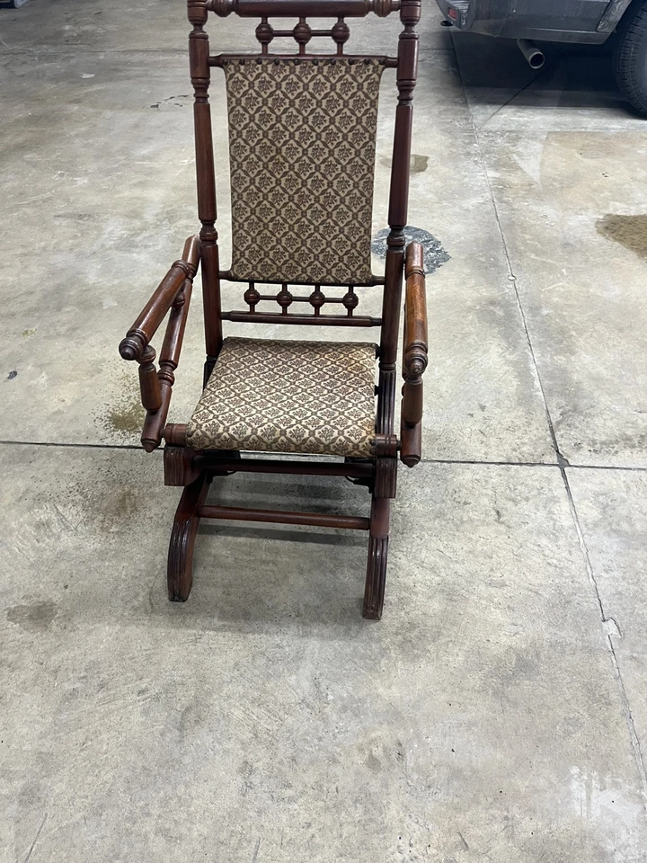 Balancín de resorte tapizado estilo victoriano antiguo Hunzinger Foto 2 de 4