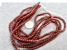 5 Strands 16” Each 3mm Dark Red Orange Carnelian Beads Jewelry Making Lot VTG