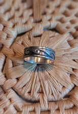 Sterling Silver Wave Stamped Band Ring Size 9.25