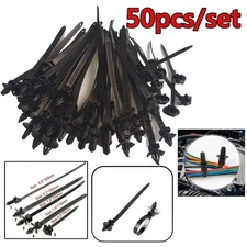 Car Push Rivet Clip Wiring Loom Harness Fastener Line Cable-Ties Zip Wrap 50 PCS