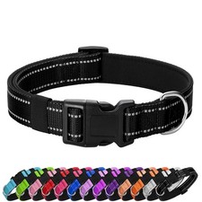 Reflective Dog Collar Padded with Soft Neoprene Breathable Quick Release Basi...