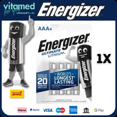 4 x FR3 L92 Energizer Ultimate Lithium AAA LR03 MN2400 Micro 1,5V Ministilo R3