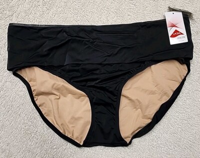   NWT L.L. Bean Women's Fold Over Waist Swim Bikini Bottom Plus Size 22W Black