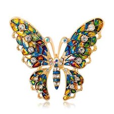 women colorful enamel butterfly brooch rhinestone animal pin jewelry accessories
