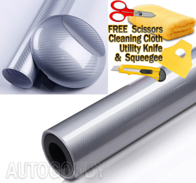 7D Premium Super Gloss Carbon Fiber Vinyl Film Wrap Bubble Free Air Release 6D