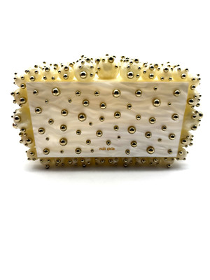 AUTH Cult Gaia Eos Pearly Beaded Clutch Bag