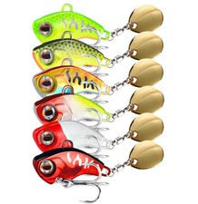 6PCS Rotating Metal VIB Fishing Lures Jigs Vibration Baits Spinner Spoon Trout