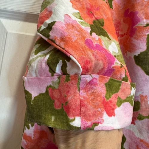 Jones New York 100% Linen Blouse Floral Button Up 3/4 Sleeves Pocket Size XL - Picture 11 of 18