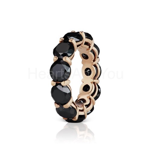 4ct Round Cut Simulated Black Diamond Eternity Wedding Band 14K Rose Gold Plated - Picture 2 of 8