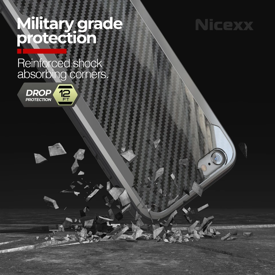 Case for iPhone 6,6s with Carbon Fiber Pattern, 12ft. Drop Tested-Charcoal black - Image 4 of 4