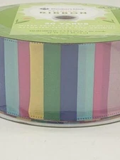 Member's Mark Premium Wire Edge Ribbon, 2.5" Wide x 50 Yards Rainbow Stripes