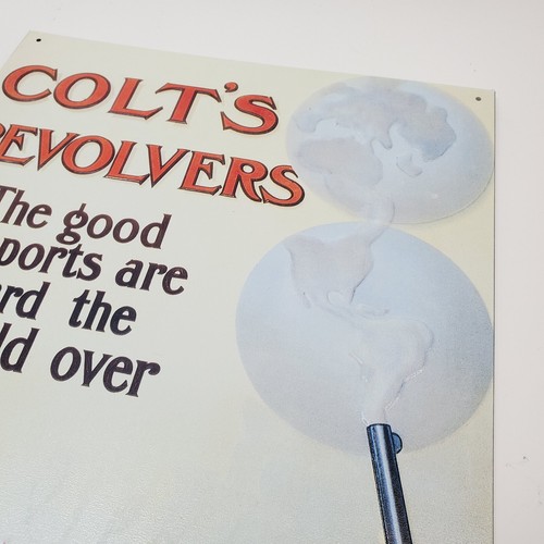 Colt's Revolvers Embossed Tin Sign Handgun Firearms Mustang Hartford CT Made USA - Picture 5 of 10