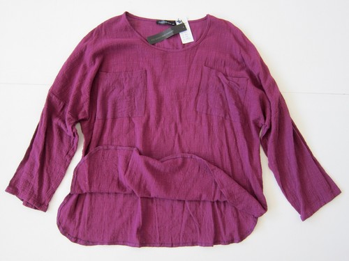 NWT Zanzea 100% Cotton Purple Long Sleeve Pocket Tunic Peasant Blouse 5XL - Picture 3 of 8