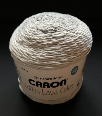 Caron COTTON LAVA CAKES Yarn SMOKE Gray White, 8 oz.