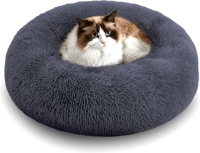Calming Dog & Cat Donut Cuddler, Anti-Anxiety Warming Cozy Soft Round Bed