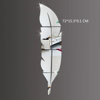 DIY Feather 3D Mirror Wall Sticker Acrylic Living Room Art Home Mural Wall Deco
