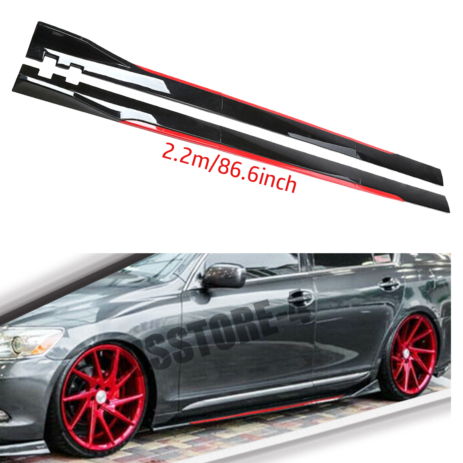 For Dodge Challenger Side Skirt Extension Body Kit Splitter Spoiler Glossy A