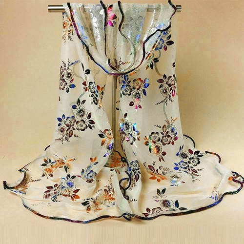 Good Quality Ladies Vintage Scarf Colorful Flower Lace Gauze Veil Wrap Shawl - 第 6/15 張圖片