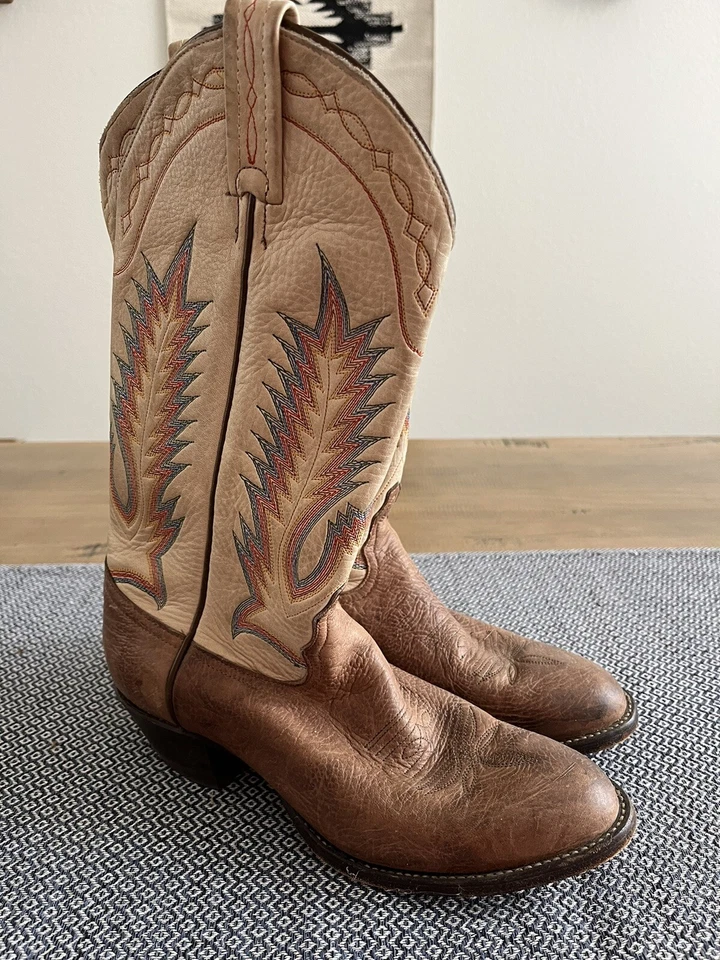 Botas de Vaquero Tony Lama Western Vintage Estilo Puntada Arco Iris 1618 Talla 6 1/2 M Foto 2 de 4