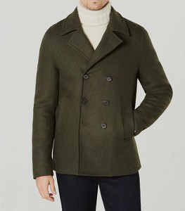 green wool pea coat