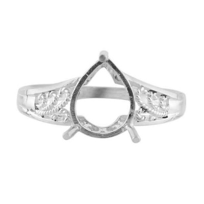 Pear 8x10MM 925 Silver Semi Mount Jewelry Setting Base Solitaire Ring Size 7