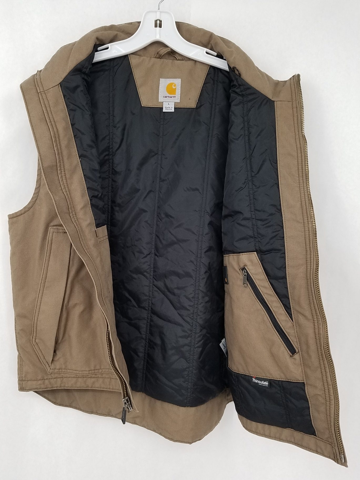 Carhartt Men's Brown Mock Neck Pockets Full Zip Quick Duck Jefferson