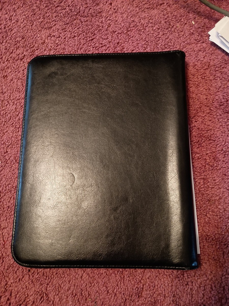 LEEDS Black Notepad Portfolio Padfolio Organizer Pockets 66887