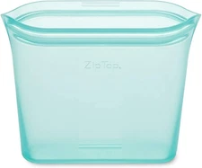 Zip Top Reusable 100% Silicone Reusable Food Storage Bag Teal Sandwich 24 oz.