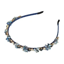 Bling Rhinestone Headband Unspecified Shapes Blue Rhinestone Headband for Wom...