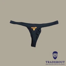 H.E.Arts Male LESS IS MORE logo custom Print Mens black nylon thong underwear
