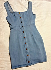 Denim Button Up Mini Dress Size Small - Light denim
