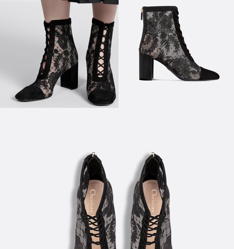 Dior Black Naughtily-D Ankle Boot Size 39 Lace Up Lace Suede Dior Black Naughtily-D Ankle Boot Size 39 Lace Up Lace Suede
