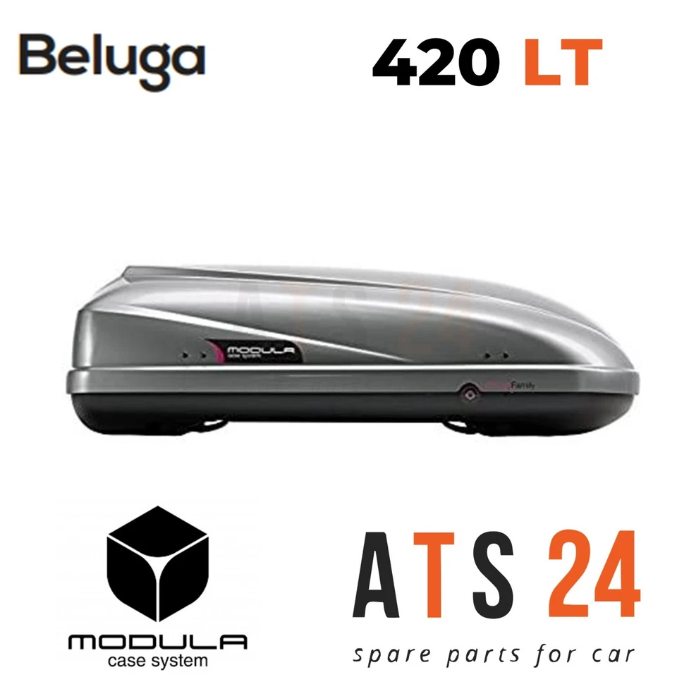 BOX BAULETTO DA TETTO AUTO 420 LT 157X91X47 GRIGIO DOPPIA APERTURA MOD.BELUGA  