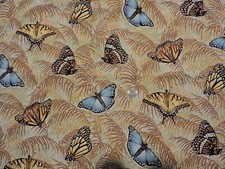100 Cotton Fabric Lots of Butterflies On Leaves - By the Yard